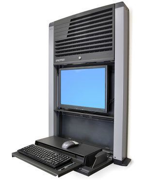 Medical computer workstation / height-adjustable / wall-mounted / recessed StyleView® 60-610-060 ergotron