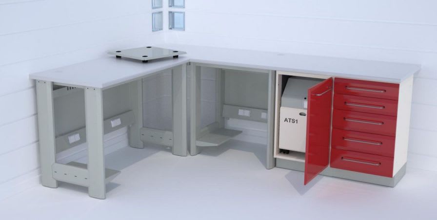 Dental laboratory worktop / with door / with drawer / modular T125+CORNER+T80+W7S+ATS/1+W22 ERIO