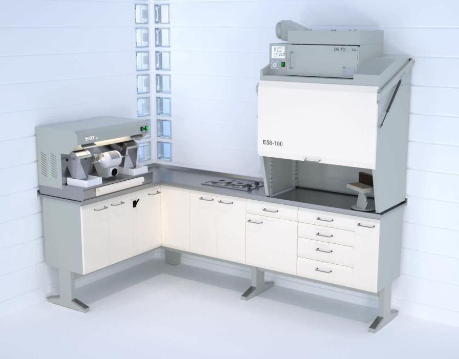 Dental laboratory bench 8+14+18+8/FORNELLO +19+2+15, E07/C, E58G/100+DE.FO ERIO