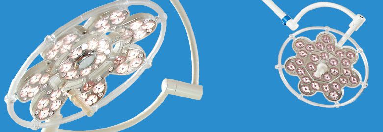 LED surgical light / ceiling-mounted / with control panel / 2-arm 100 000 lux | EMALED 500/300 EMA-LED