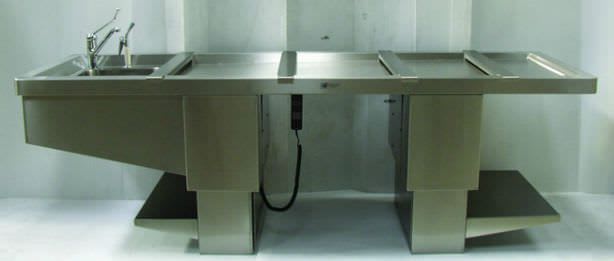 Autopsy table / with sink / height-adjustable / bariatric EIHF