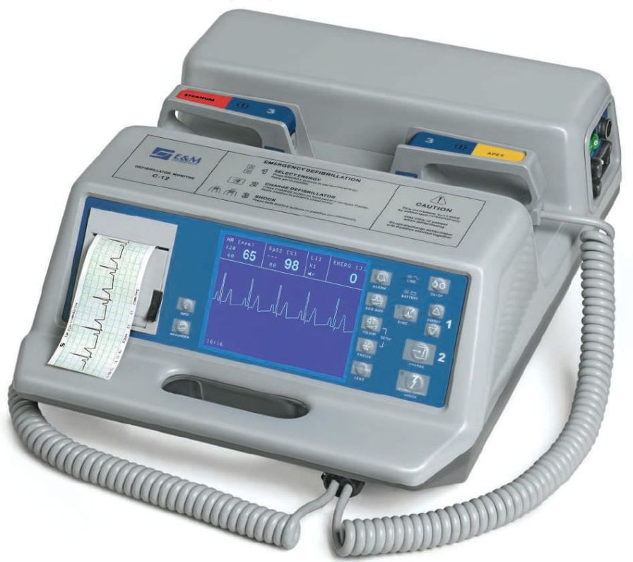 Semi-automatic external defibrillator / with ECG and SpO2 monitor C-12RS E & M Electromedicina