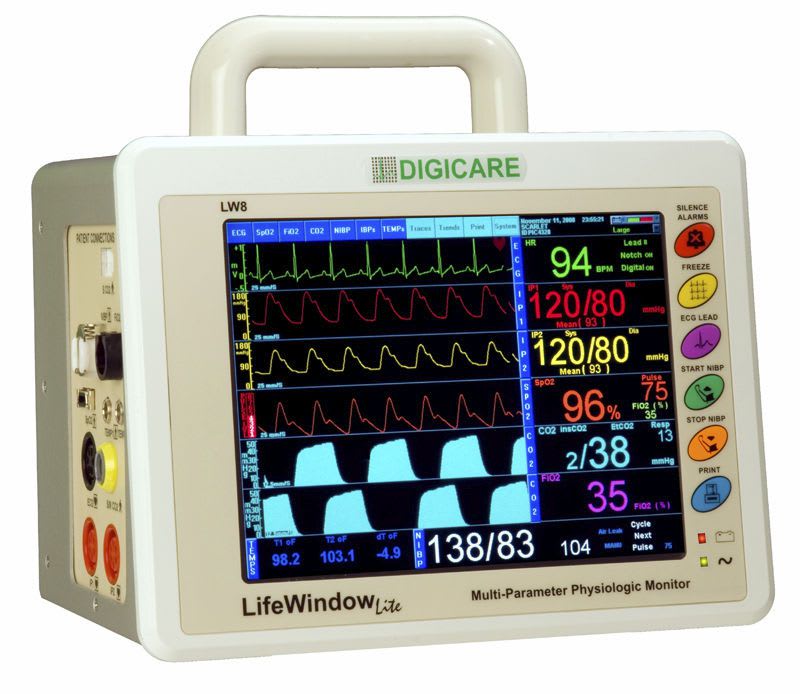 Compact multi-parameter monitor / transport / with touchscreen LifeWindow™ Lite Digicare Biomedical Technology