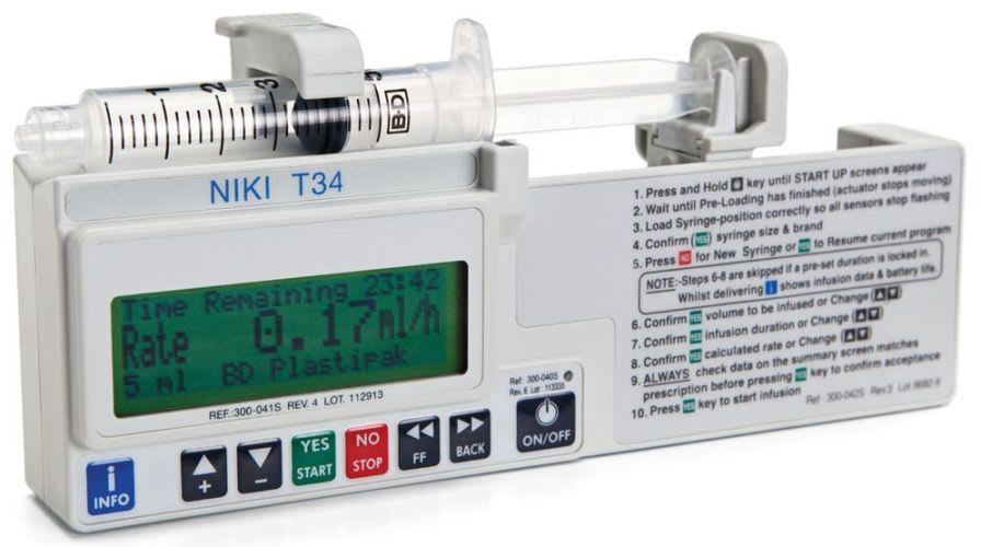 1 channel syringe pump 0.1 - 650 ml/h | T34 Caesarea Medical Electronics