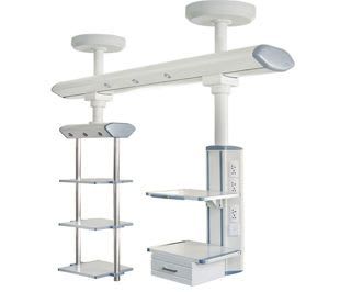 Ceiling-mounted supply beam system / with column / with shelves BICP001MF BI Healthcare