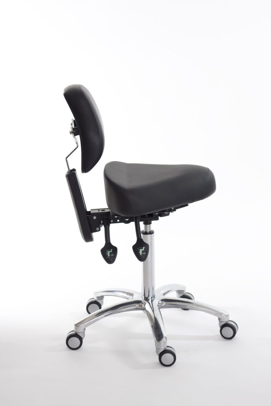 Medical stool / on casters / height-adjustable / T seat CorrectSit CM Back Quality Ergonomics (BQE)
