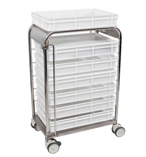 Transport trolley / with basket / open-structure COMBI Decon Stainless