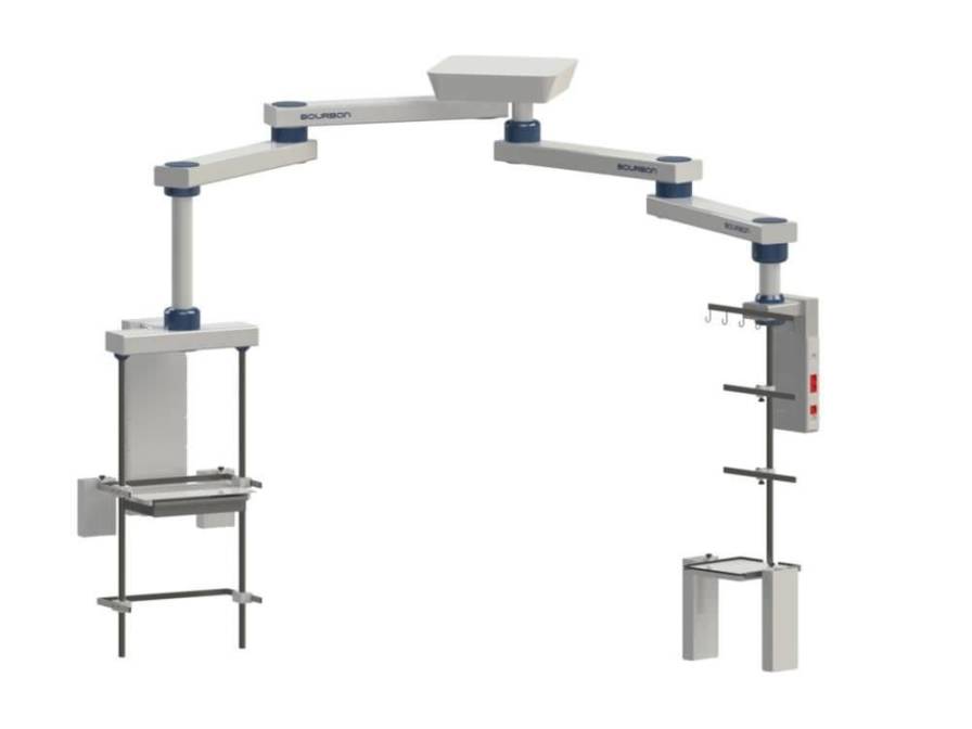 Ceiling-mounted double medical pendant / articulated / with column 68HJ Bourbon