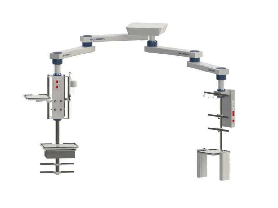 Ceiling-mounted double medical pendant / articulated / with column 68MJ Bourbon