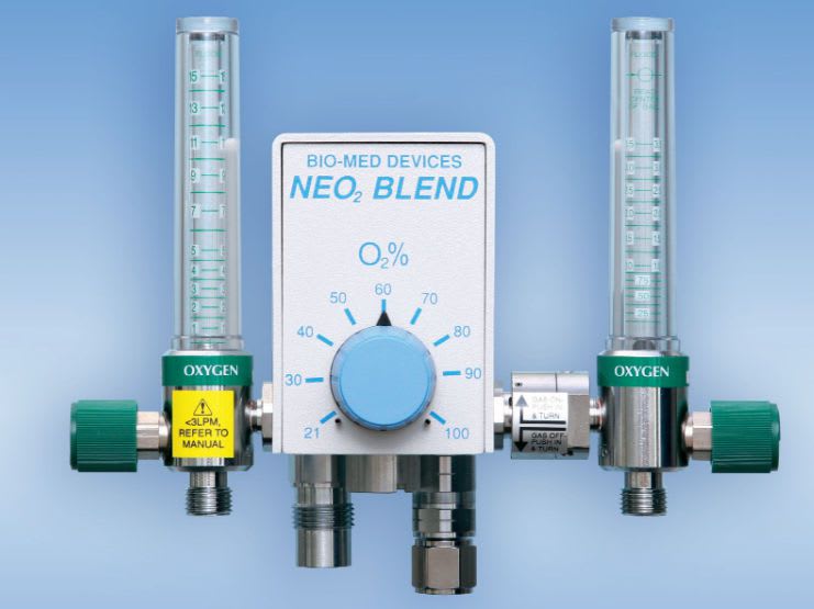 Anesthesia gas blender / O2 / air / with dual flow meter tubes NEO2 BLEND Bio-Med Devices